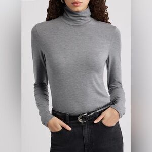 Splendid Collection Bamboo Turtleneck Heather Gray - XL